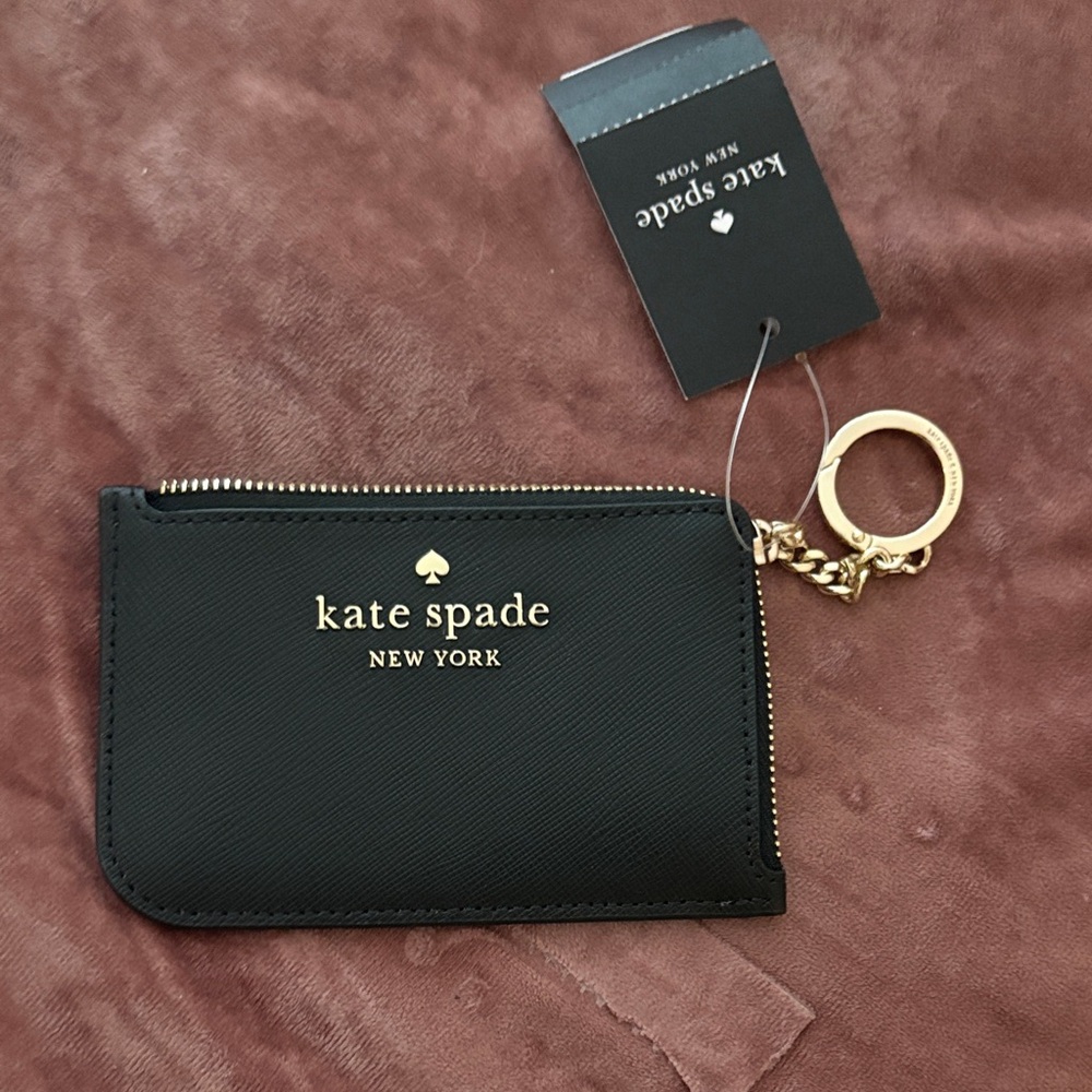 Kate Spade Black and Gold Keychain Card Holder